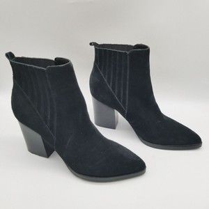 Marc Fisher Womens Black Suede Pointed Toe Pull On Alva Heel Booties Size 7.5 M